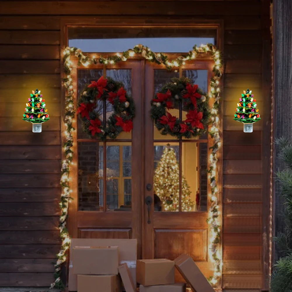 Nostalgische Keramik-Weihnachtsbaum-Nachtlampe