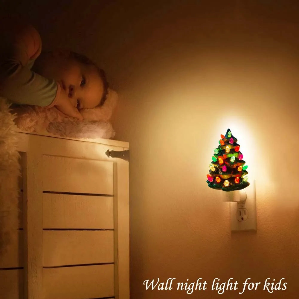 Nostalgische Keramik-Weihnachtsbaum-Nachtlampe